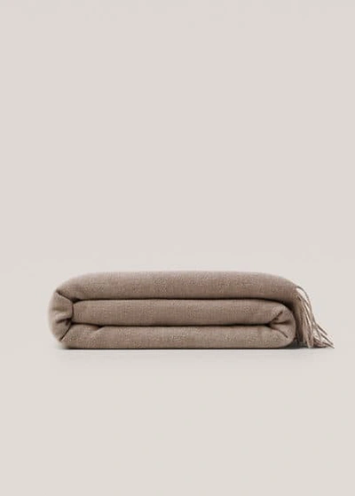 Shop Mango Home Fringed Blanket 130x180cm Brown