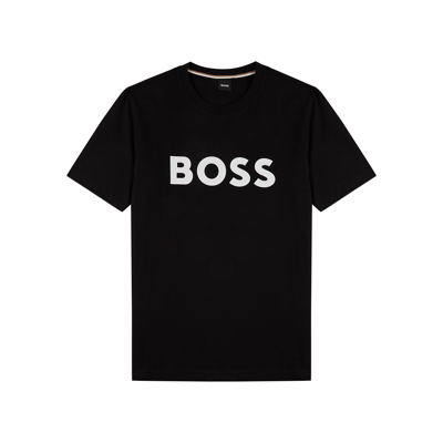Shop Hugo Boss Boss Logo-print Cotton T-shirt In Black