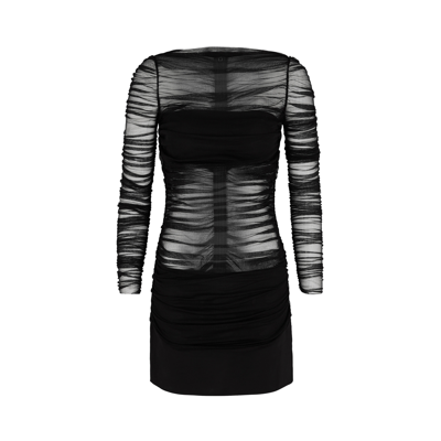 Shop Christopher Esber Semblance Ruched Tulle Mini Dress In Black