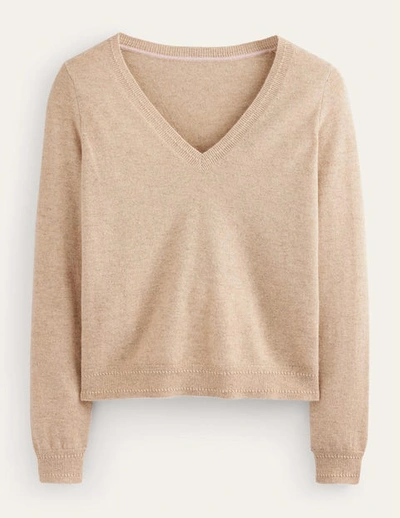 Shop Boden Eva Cashmere V-neck Sweater Chinchilla Melange Women