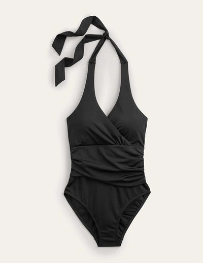 Shop Boden Levanzo Ruched Halter Swimsuit Black Women