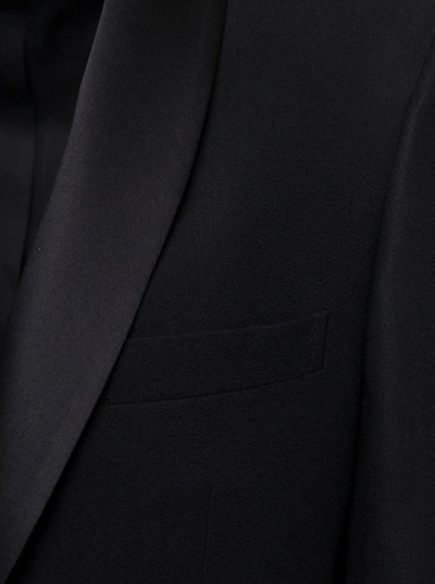 Shop Tagliatore Black Single-breasted Suit With Satin Shawl Collar In Stretch Wool Man