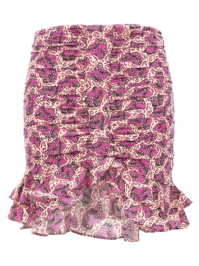 Isabel Marant Milendi Gathered Mini Skirt With Ruuffles In Fuchsia