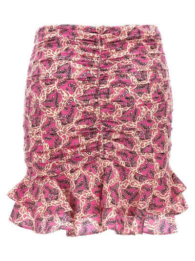 Isabel Marant Milendi Gathered Mini Skirt With Ruuffles In Fuchsia