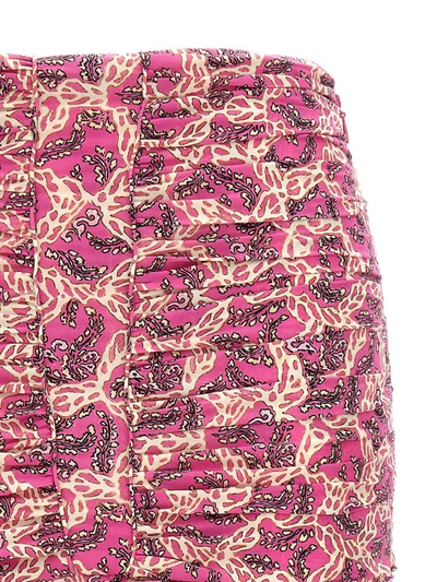 Isabel Marant Milendi Gathered Mini Skirt With Ruuffles In Fuchsia