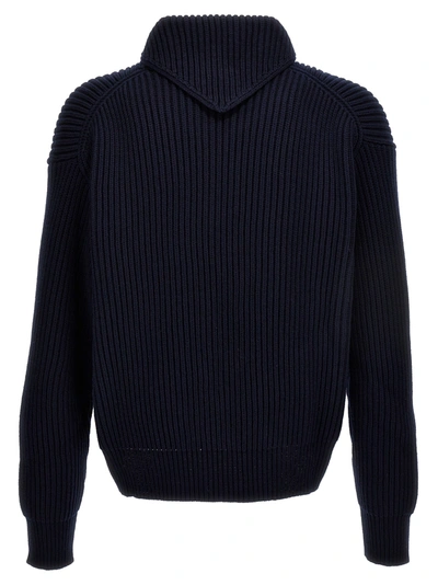 Shop Jil Sander English Ribbed Cardigan Sweater, Cardigans Blue