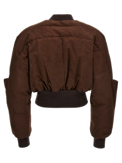Shop Rick Owens Girdered Cropped Casual Jackets, Parka Brown