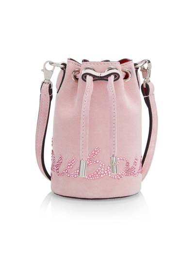 Shop Christian Louboutin Girl's Marie Jane Embellished Bucket Bag In Rosy Light