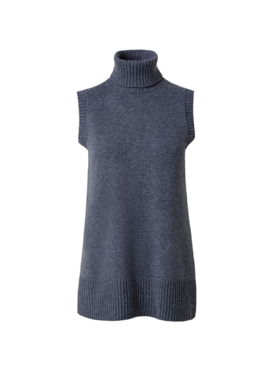 Shop Akris Punto Women's Sleeveless Wool-blend Turtleneck Sweater In Slate