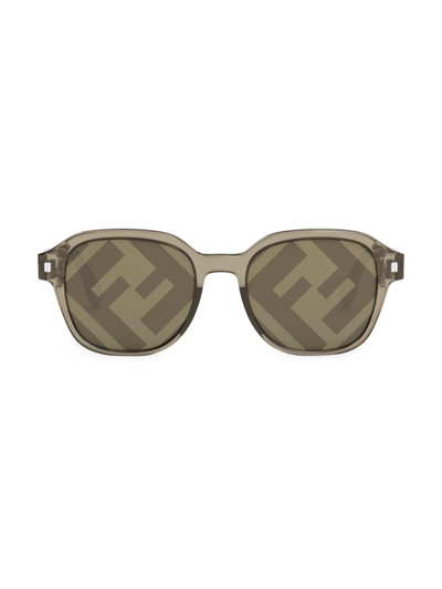 Shop Fendi Men's 52mm Round Sunglasses In Brown