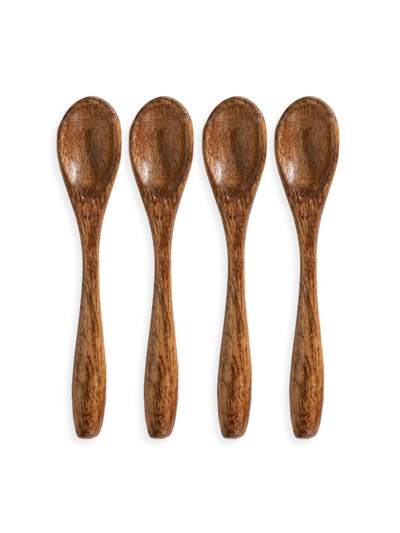Shop Juliska Bilbao Wood 4-piece Petite Spoon Set In Brown