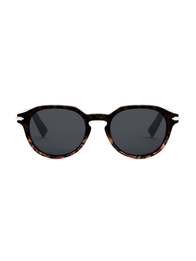 Shop Dior Men's Blacksuit R2i 51mm Round Sunglasses In Blonde Havana