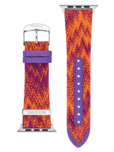 Shop Missoni Men's  Fabric Zigzag Apple Watch Band/24mm In Neutral