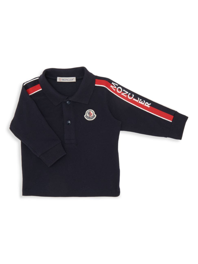 Shop Moncler Baby Boy's & Little Boy's Logo Long-sleeve Polo In Navy