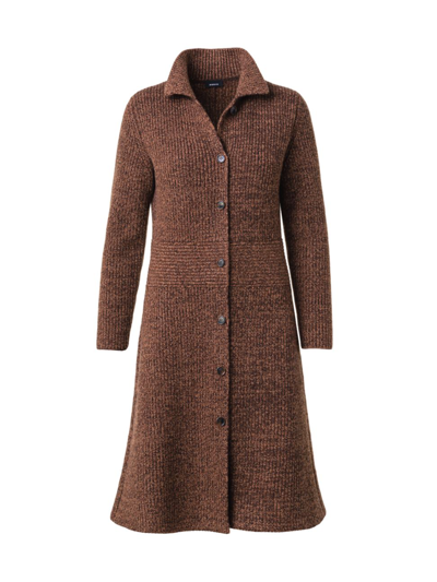 Shop Akris Women's Cashmere-wool Mouline Rib-knit Coat In Vicuna Mocca