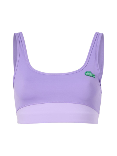 Shop Lacoste X Bandier Women's Colorblocked Sports Bra In Lilac