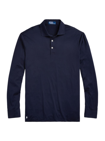 Shop Polo Ralph Lauren Men's Long-sleeve Polo Shirt In Aviator Navy