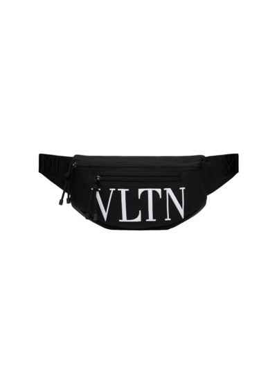 Shop Valentino Men's Vltn Nylon Belt Bag In Black White