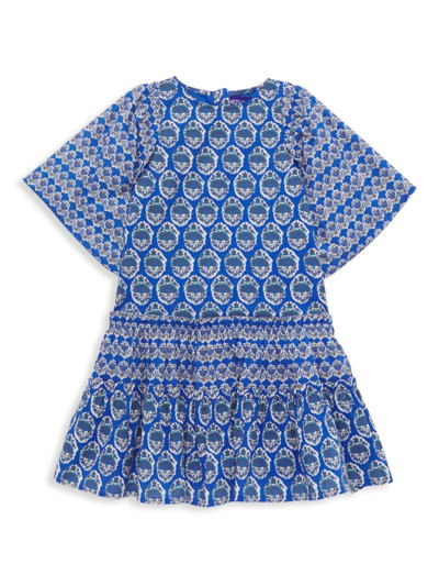Shop Ro's Garden Little Girl's & Girl's Perla Dress In Blue Multi