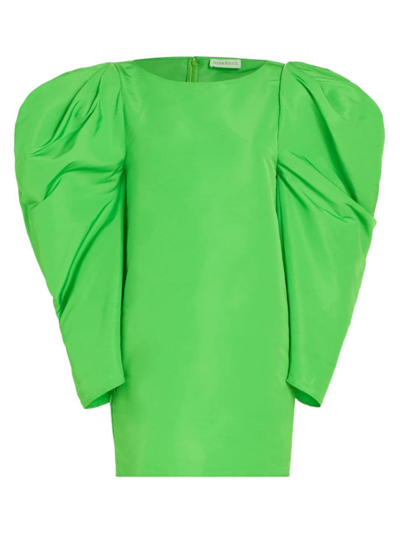 Shop Nina Ricci Women's Mutton-sleeve Taffeta Minidress In Green