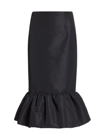 Shop Nina Ricci Women's Taffeta Trumpet Midi-skirt In Black