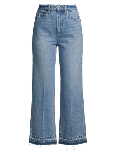 Shop Michael Michael Kors Women's Cropped Flared Jeans In Blue Wash