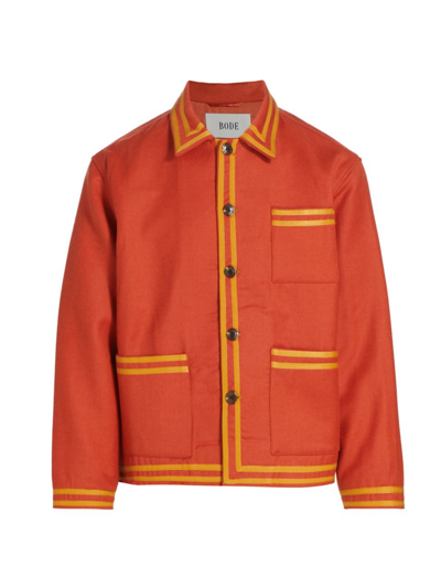 Shop Bode Men's Society Club Wool Jacket In Red Gold
