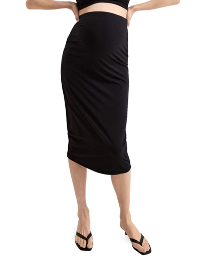 Shop Hatch Women's The Over The Bump Maternity Body Midi Skirt In Black