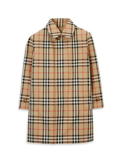 Shop Burberry Boy's Reversible Check Car Coat In Archive Beige Check