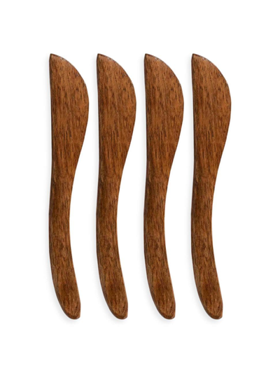 Shop Juliska Bilbao Wood Spreader Four-piece Set In Brown