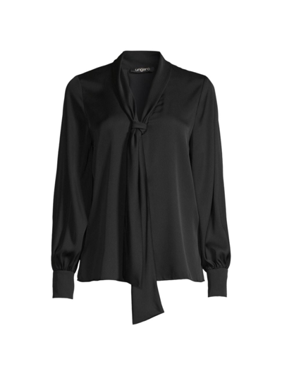 Shop Ungaro Women's Ella Silk-blend Tie-neck Blouse In Black