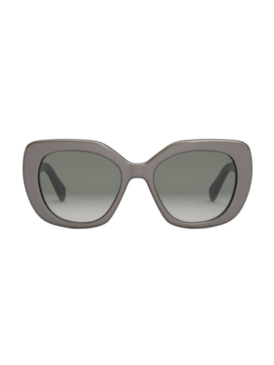 Shop Celine Women's 55mm Butterfly Round Sunglasses In Grey