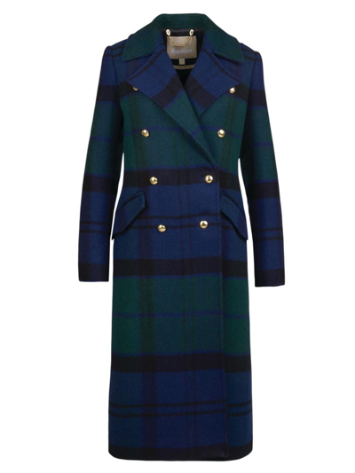Shop Barbour Women's Marlene Plaid Wool-blend Coat In Black Sage Tartan Dark Navy