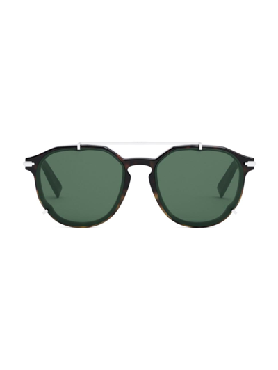 Shop Dior Men's Blacksuit R2i 56mm Round Sunglasses In Blonde Havana Green