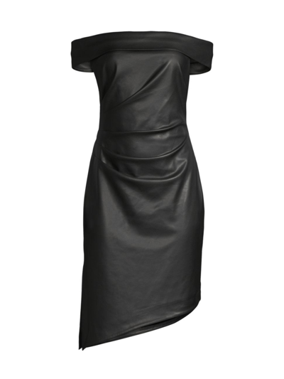 Shop Milly Women's Ally Vegan Leather Minidress In Black