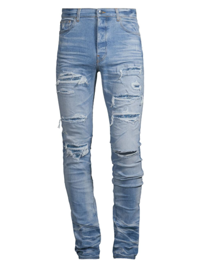 Shop Amiri Men's Crystal Thrasher Distressed Jeans In Faded Indigo