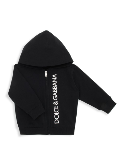Shop Dolce & Gabbana Baby Boy's St. Cartina Logo Zip Hoodie In Black