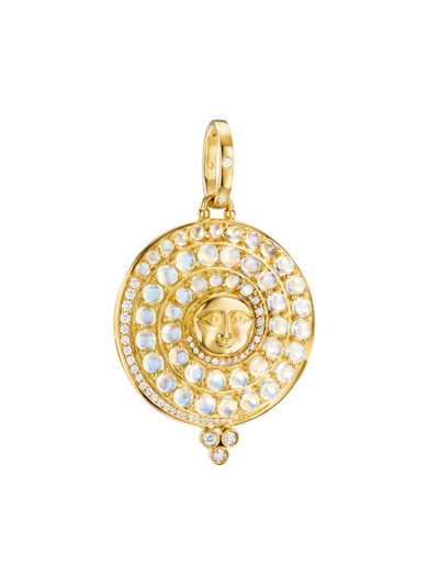 Shop Temple St Clair Women's Celestial Lunar Glow 18k Yellow Gold, Blue Moonstone & 0.35 Tcw Diamond Moon Pendant