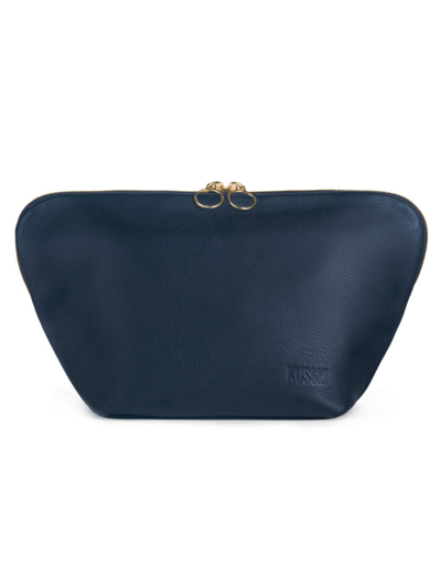 Shop Kusshi Women's Vacationer Leather Makeup Bag In Navy Pink