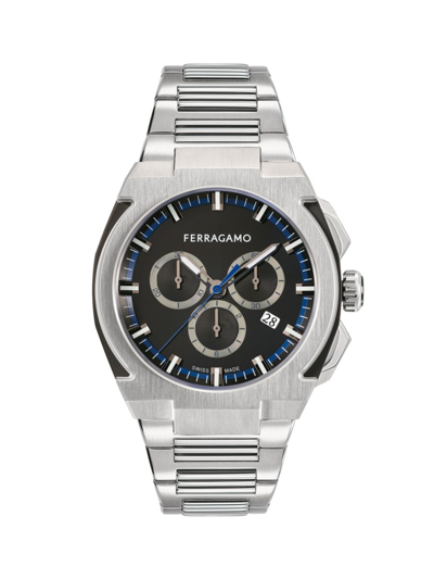 Shop Ferragamo Men's  Edge Chrono Stainless Steel Bracelet Watch/43mm