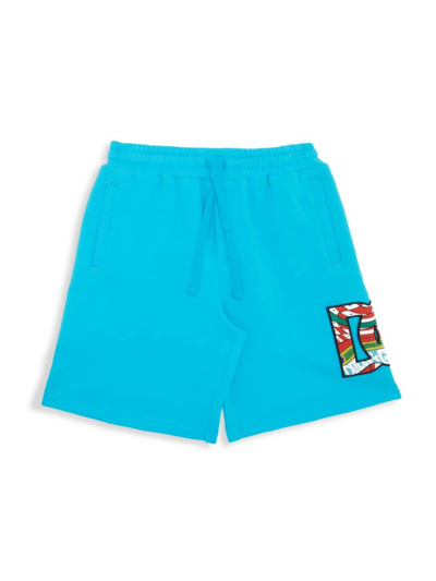 Shop Dolce & Gabbana Little Boy's & Boy's Ricamo Logo Shorts In Blue