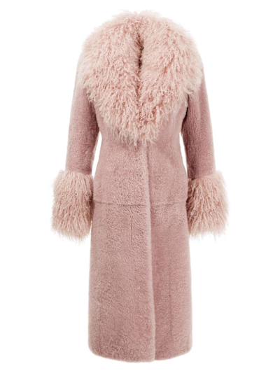 Shop Gorski Women's Cashmere Goat Coat With Mongolian Goat In Pink