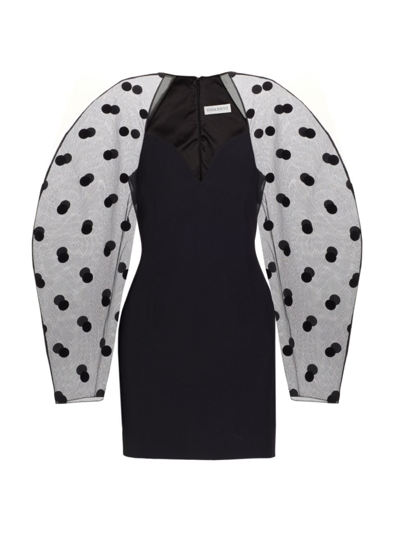 Shop Nina Ricci Women's Polka-dot Cocoon-sleeve Minidress In Black