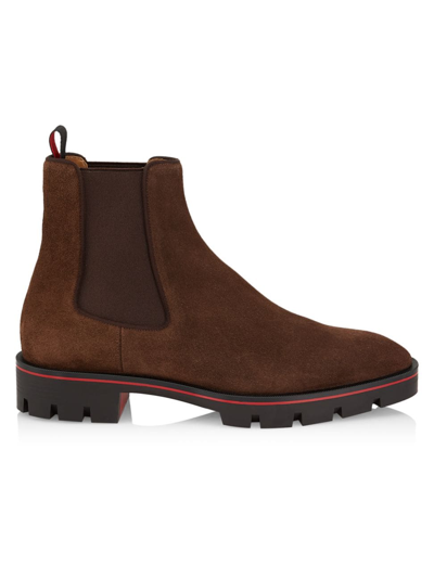 Shop Christian Louboutin Men's Alpinosol Leather Lug-sole Chelsea Boots In Cosme