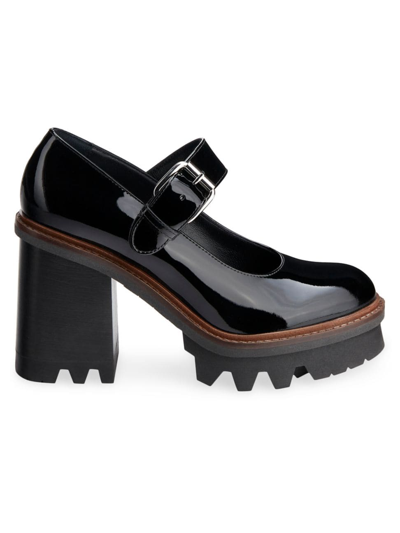 Shop Agl Attilio Giusti Leombruni Women's Natalia 89mm Patent Leather Platform Mary Janes In Black