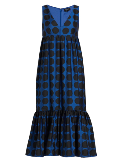 Shop Kate Spade Women's Mainline Art Dots Jacquard Taffeta Midi-dress In Stained Glass Blue