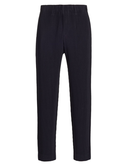 Shop Issey Miyake Men's Basics Pleated Knit Pants In Navy