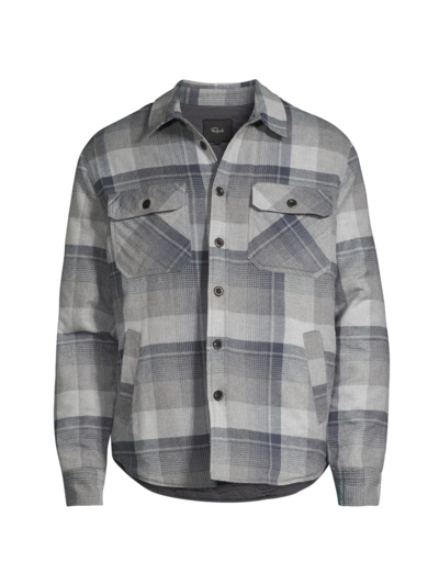 Shop Rails Men's Worthing Checked Shirt Jacket In Slate Mist Heather