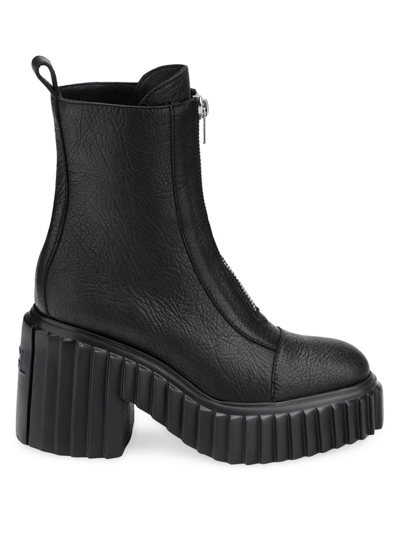 Shop Agl Attilio Giusti Leombruni Women's Tiggy Rock 101mm Leather Front-zip Platform Boots In Black