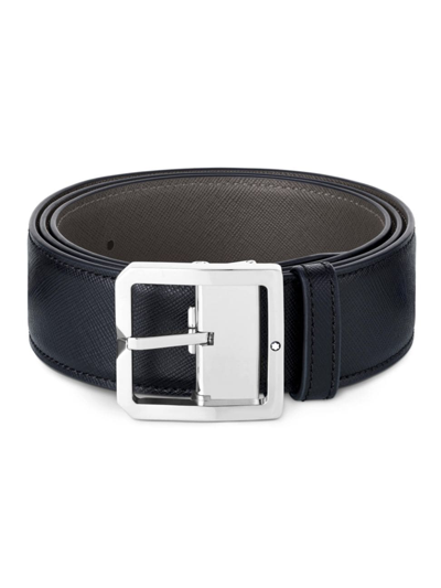 Shop Montblanc Men's Pin Buckle Reversible Leather Belt In Black